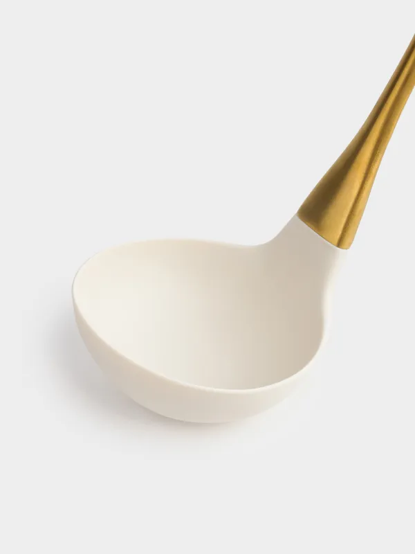 Ladle, 33 cm, silicone / steel, milky gold, Pintino, image-1