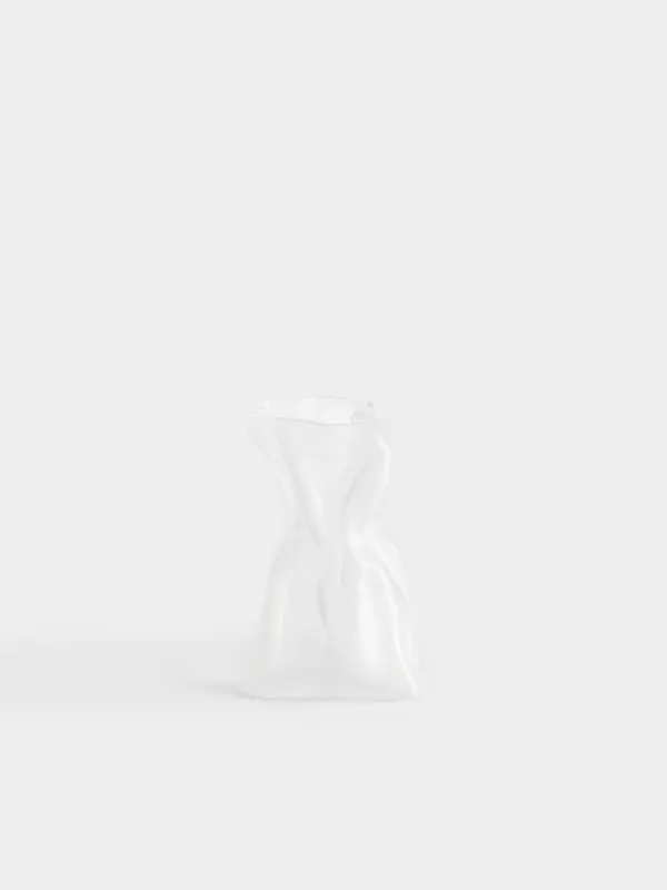 Flower vase, 14 cm, Glass, frosted white, Crumpled effect, Crumple, image-0