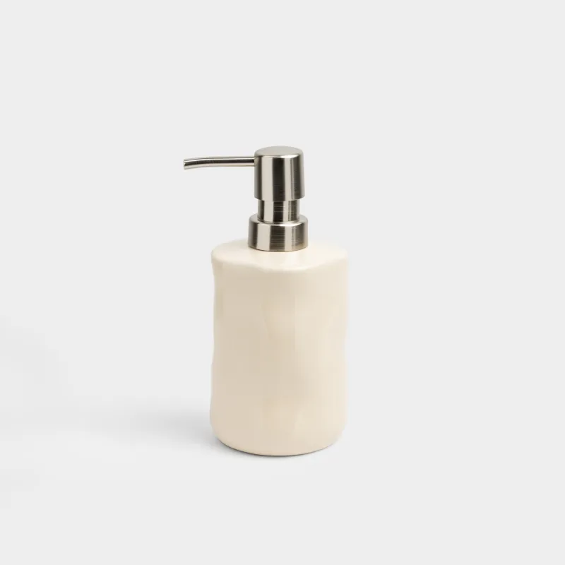 Liquid soap dispenser, 300 ml, porcelain/plastic, milky, Kaolin