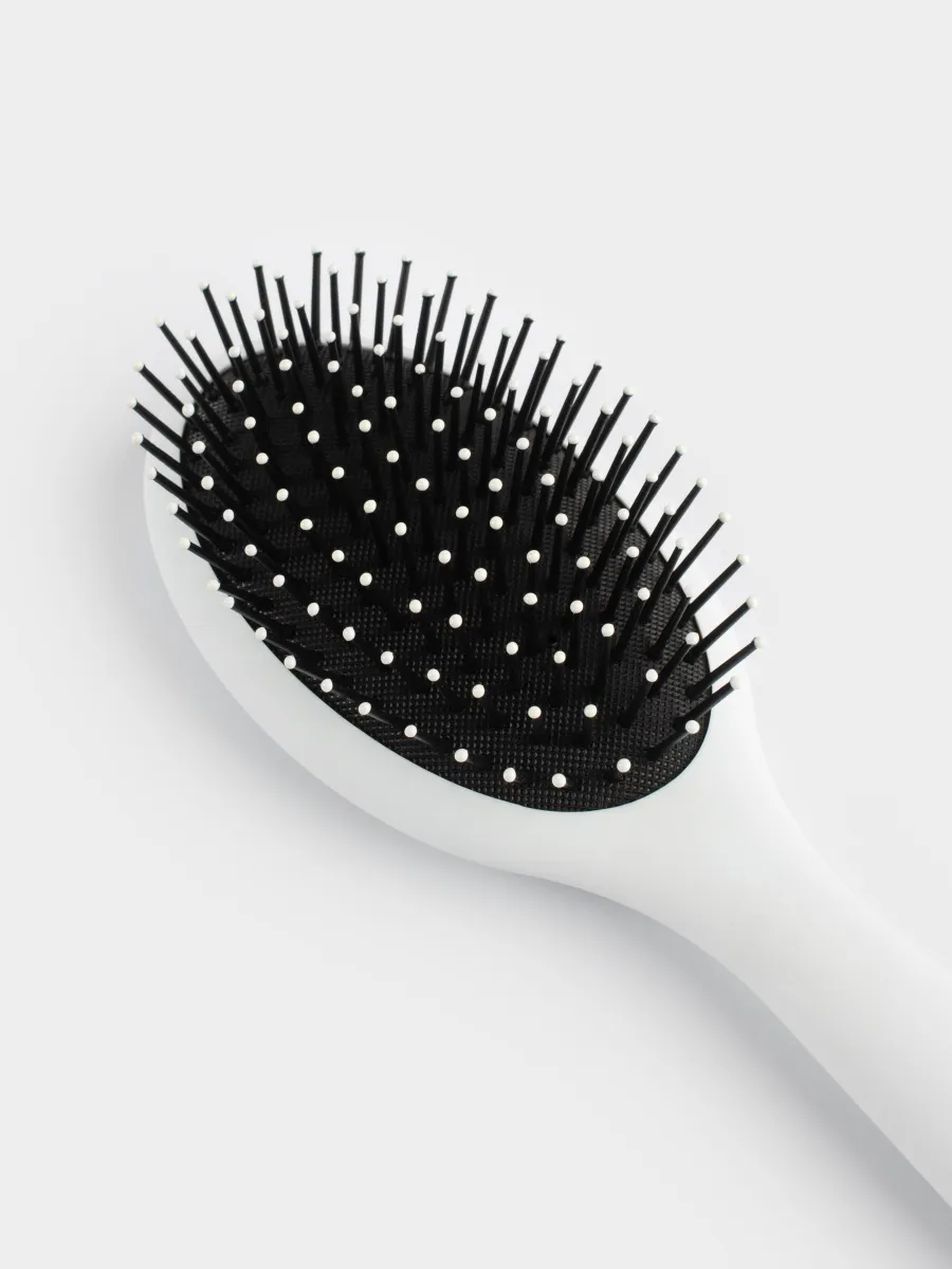 Hair massage comb, 23 cm, plastic, white, B&W, image-3