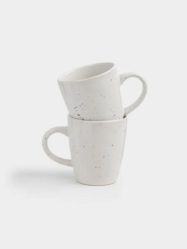 Mug, 470 ml, 2 pcs, ceramic, milky, speckled, Uneven edge, Xoras, image-0