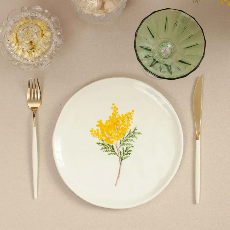 Dish, 24 cm, ceramic, white, Mimosa, Crumple print, image-7