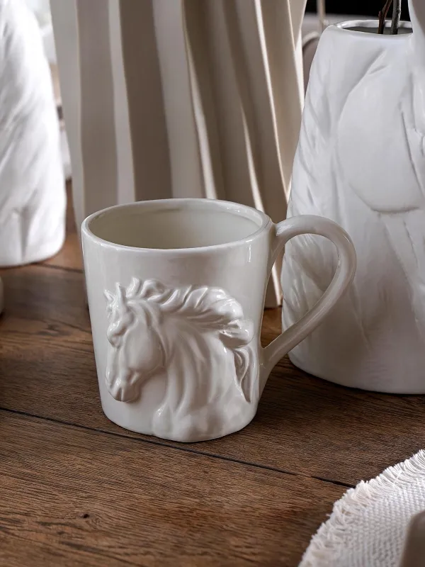 Mug, 500 ml, ceramic, milky, Horse, Horse pattern, image-6