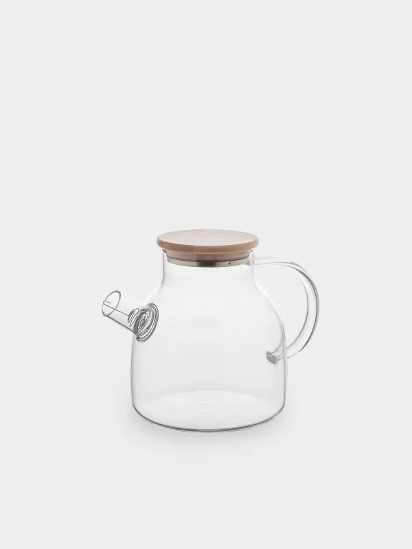 Teapot, 1.2 l, with filter, glass B / wood, Poise, image-1