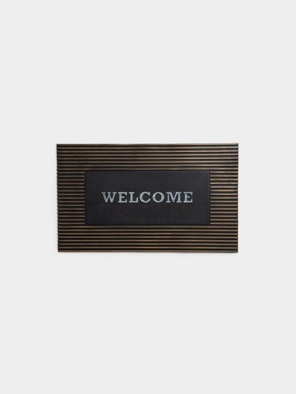 Door mat, 45x75 cm, rubber, bronze-black, Stripes, homewear deco, image-0