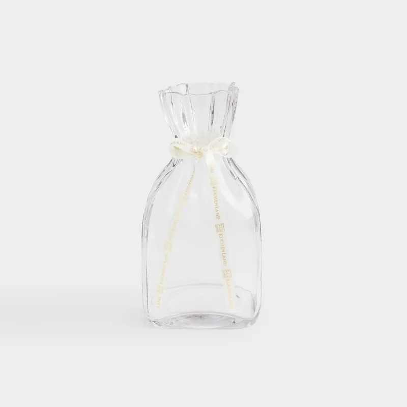 Flower vase, 29 cm, Glass, Crumpled effect, Crumple