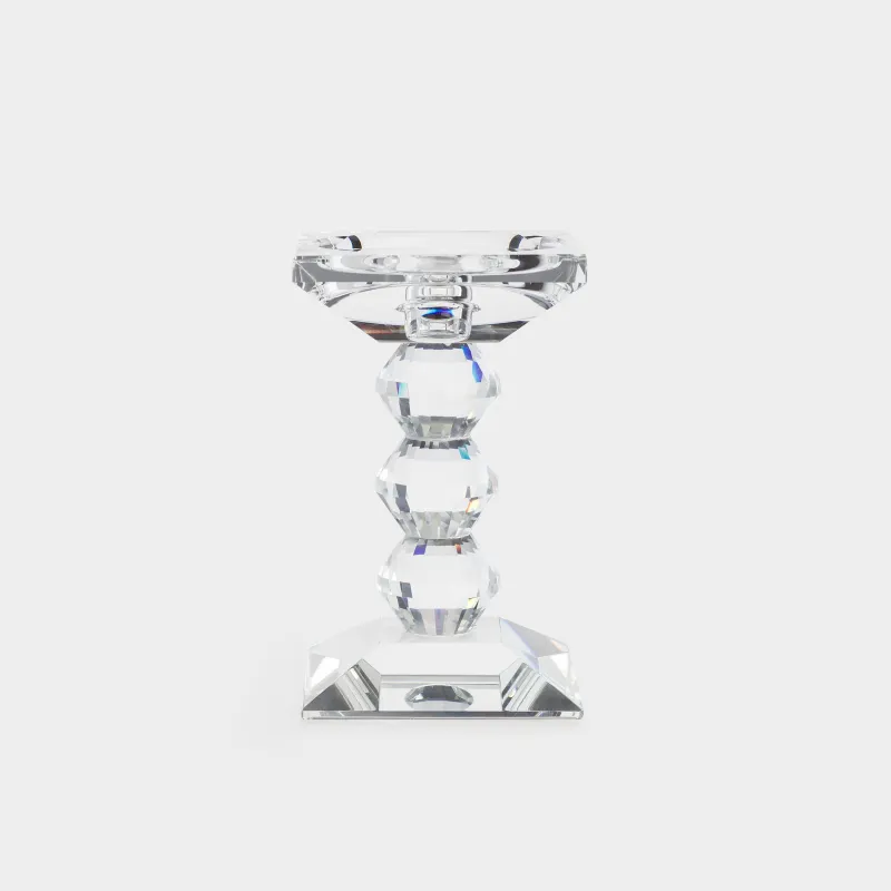 Candle holder, 15 cm, for cylindrical / thin candles, on a leg, glass, Lux crystal