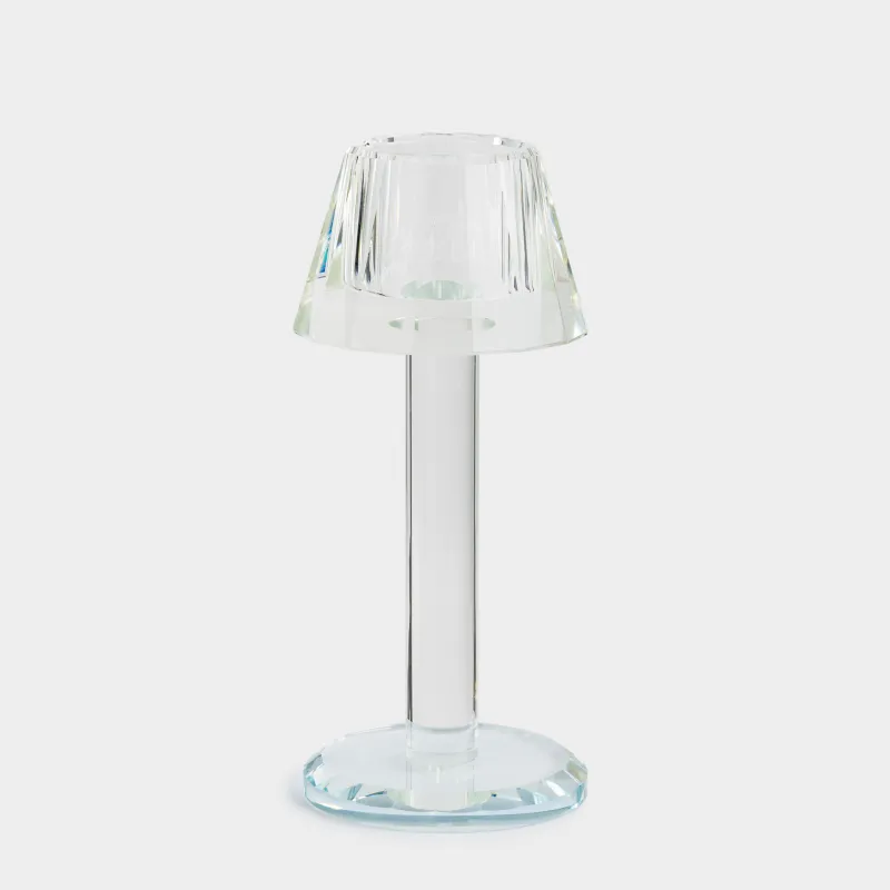 Candlestick, 18 cm, for a tea candle, on a leg, crystal glass, Floor lamp, Lux crystal