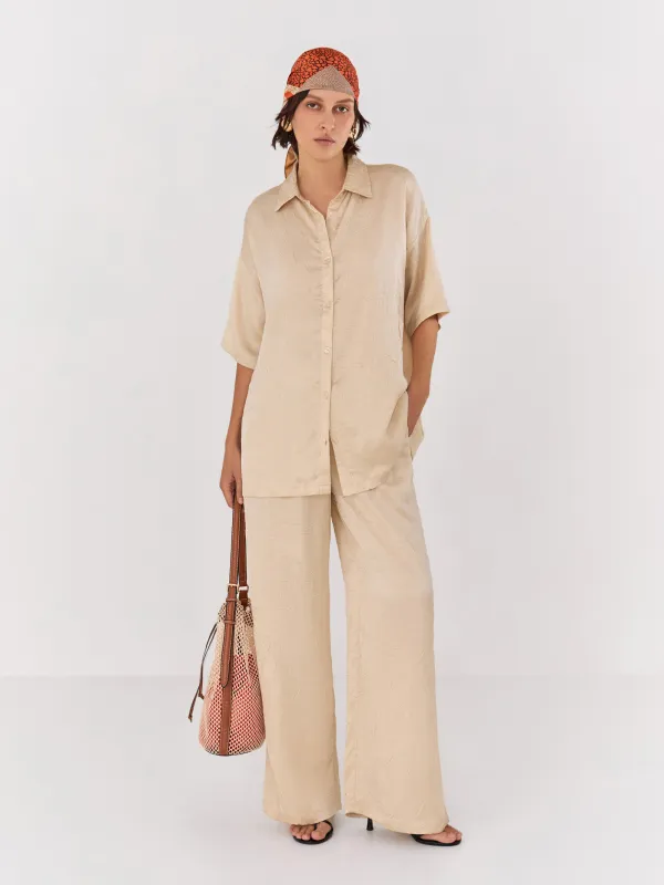 Women's shirt, size S, with short sleeves, polyester, gold, Rosalinda, image-2