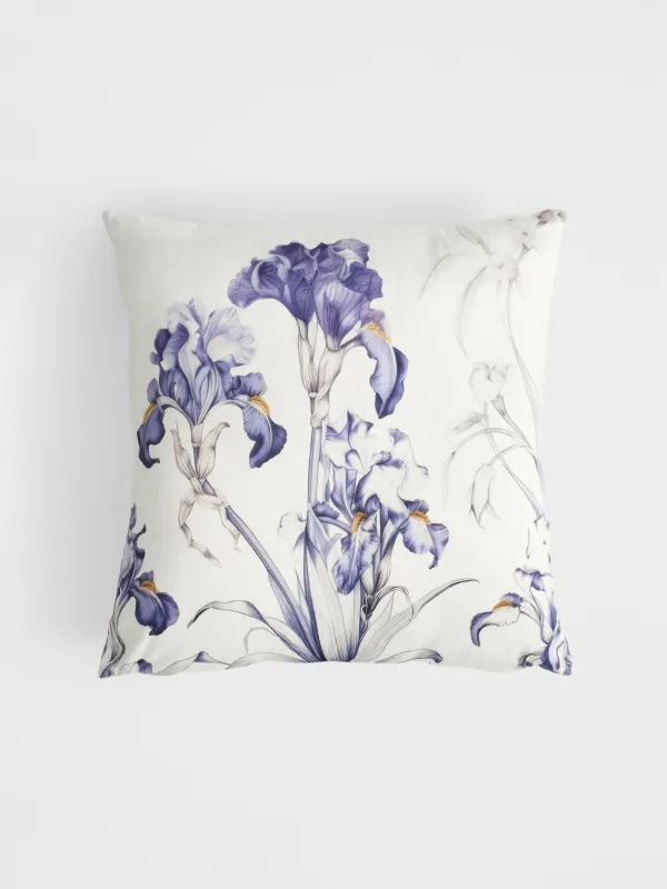 Decorative pillow, 45x45 cm, velvet, milky, Irises, Iris garden, image-0