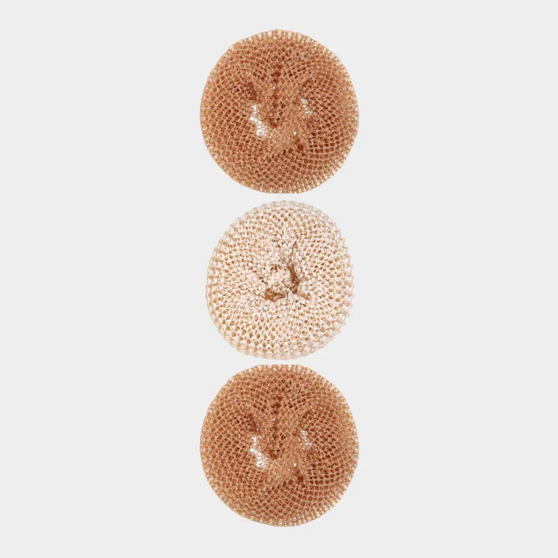 Cleaning sponge, 8 cm, 3 pcs, vegetable fiber, beige / brown, Clean