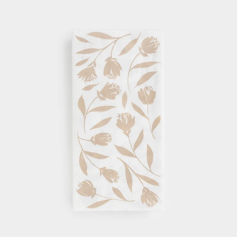 Paper napkins, 33x33 cm, 20 pcs, rectangular, white, Leaves, Print