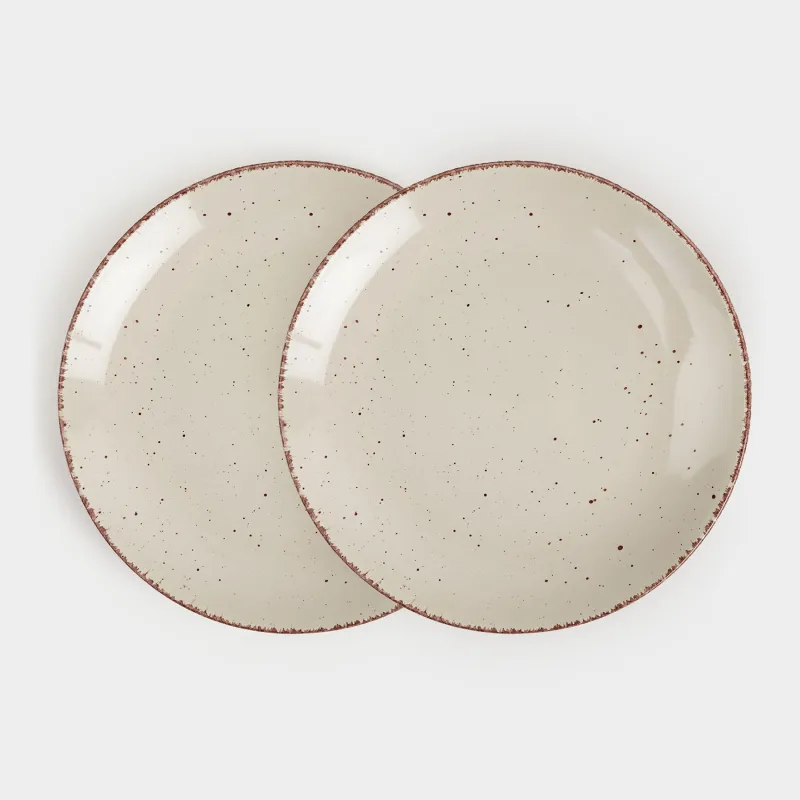 Dinner plate, 27 cm, 2 pieces, ceramic, beige, speckled, Speckled