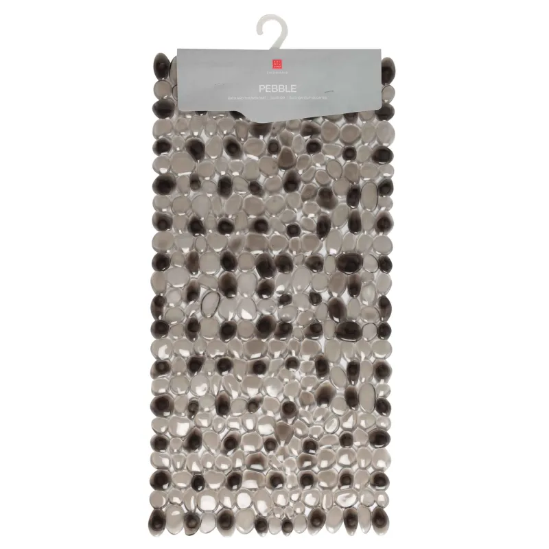 Bath/shower mat, 35x70 cm, with suction cups, PVC, Rectangular, Dark gray, Stones, Pebble, image-3