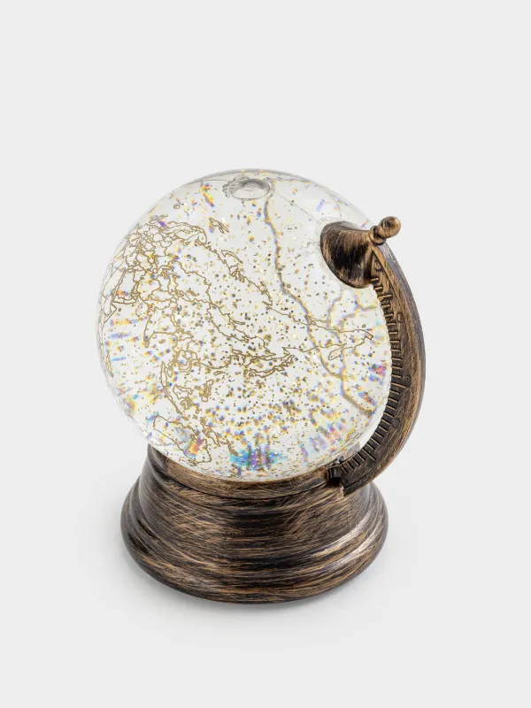 Snow lantern, 14x16 cm, illuminated, plastic, golden, Globe, Golden style, image-2