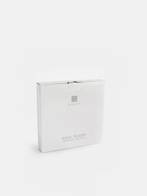 Dessert plate, 20 cm, 2 pcs, porcelain F, white, Ideal silver, image-4