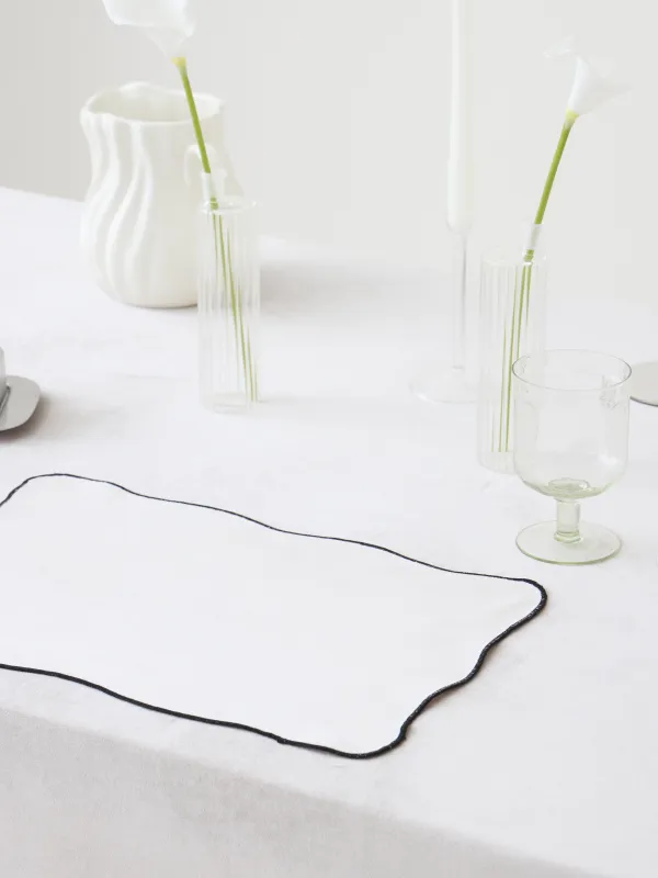 Placemat, 30x45 cm, chenille, curly, milky, Black edging, Chenill framed, image-3