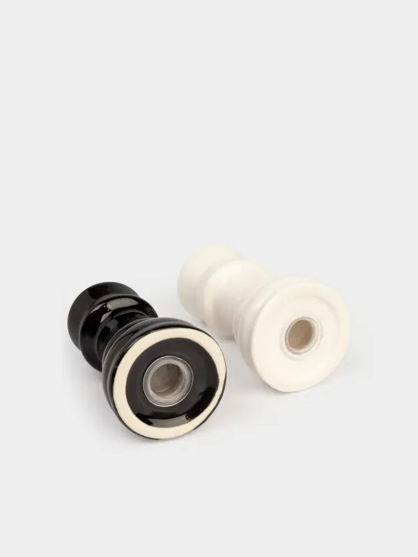 Salt and Pepper set, 9 cm, porcelain P, Black / White, Chess, Chess, image-4