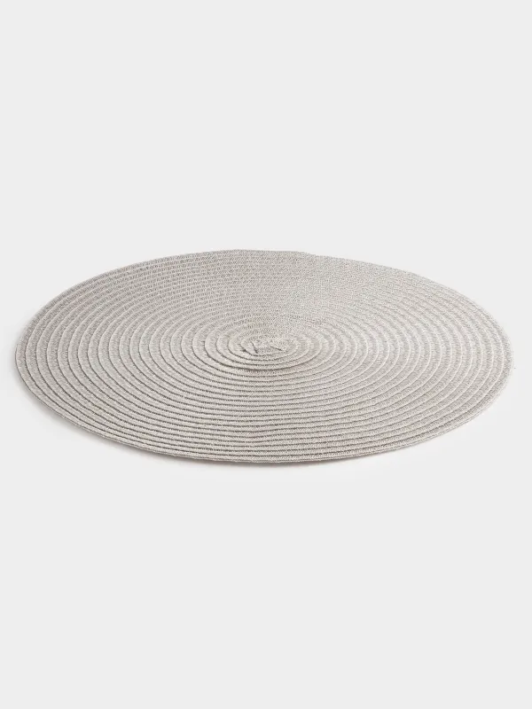 Placemat, 38 cm, polypropylene/PET, Round, Light grey, Basic, image-1