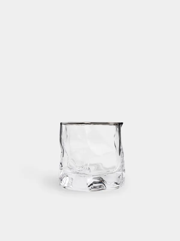 Drinking glass, 8 cm, 245 ml, 2 pcs, glass, with silver edging, Slalom silver, image-3
