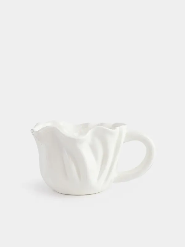 Mug, 400 ml, ceramic, milky, Crumpled effect, Crumple, image-0