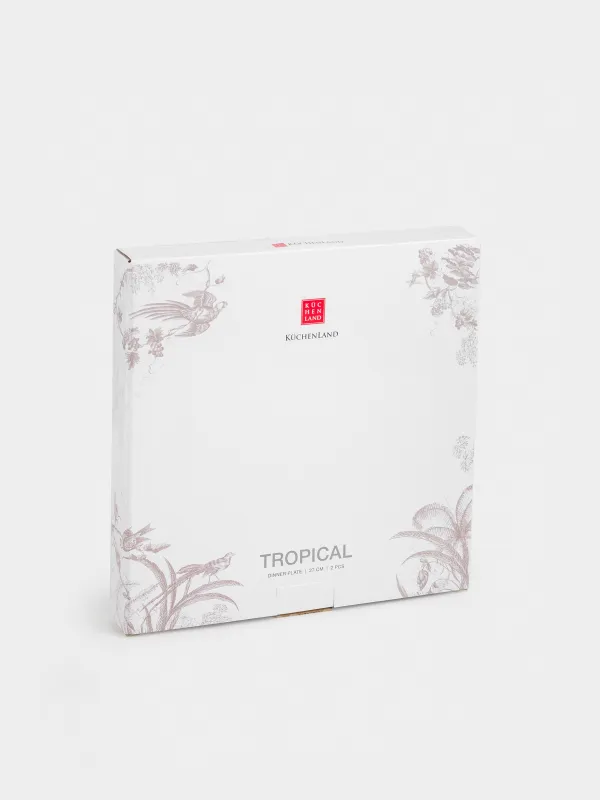 Dinner plate, 27 cm, 2 pcs, porcelain P, white and beige, Jungle, Tropical, image-6