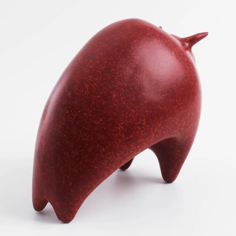 Statuette, 21 cm, polyresin, red, Bull, Art modern, image-3