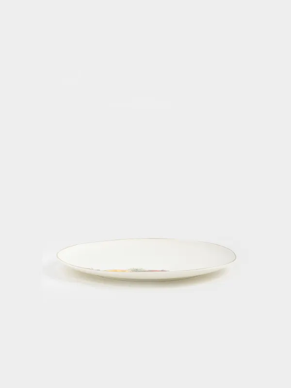 Dinner plate, 28 cm, porcelain N, white, with golden edging, Pomegranates and orange, Christmas miracle, image-2