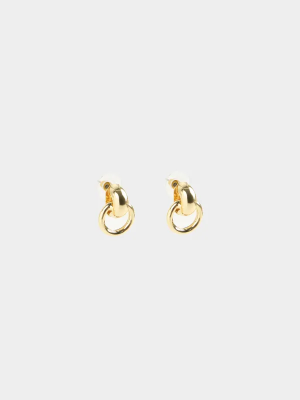 Stud earrings, 2 cm, 2 pcs, metal, gold, Jewelry, image-1