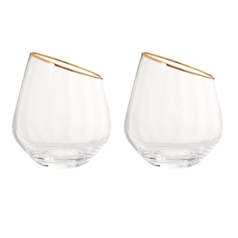 Glass, 11 cm, 350 ml, 2 pcs, glass, with golden edging, Charm R gold