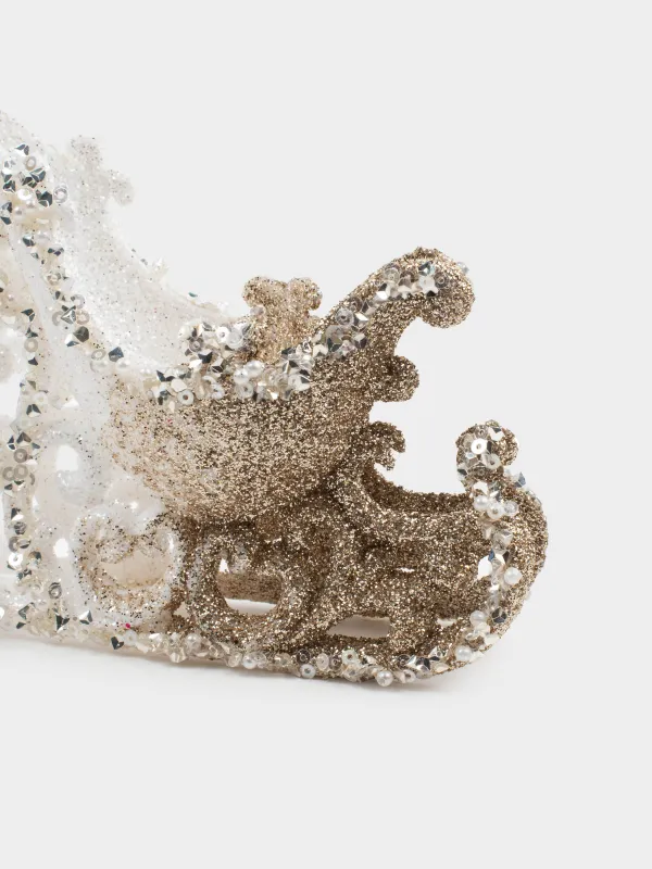 Christmas tree toy, 10 cm, plastic, champagne, Sleigh, Figure sparkle, image-1