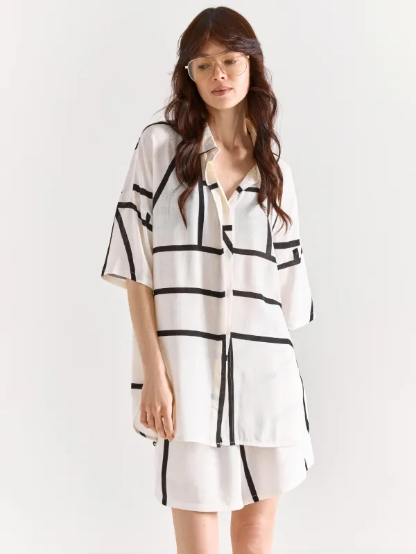 Women's shorts, size S, viscose, black and white, Straight, Nataly, image-5