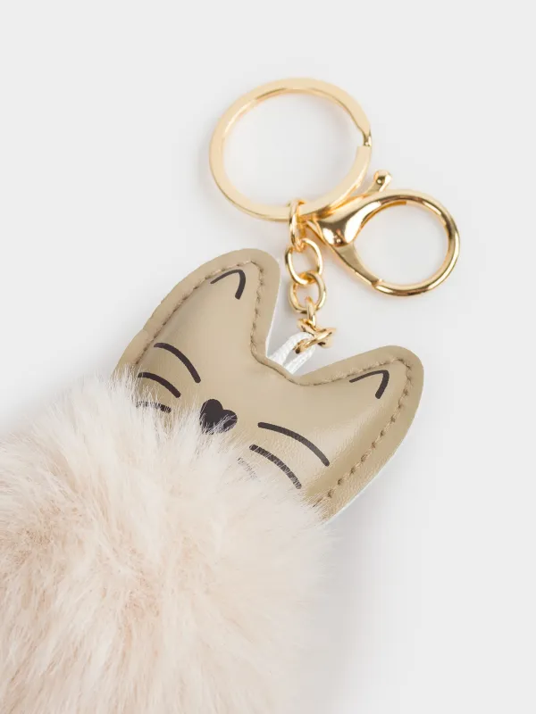 Keychain, 12 cm, Soft, faux fur / metal, color, Cat, Wooly, image-3