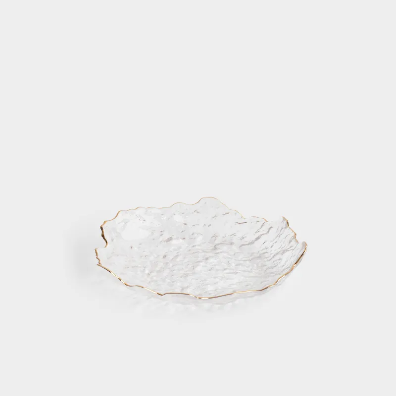 Dish, 25 cm, glass, with golden edging, Nautilus gold