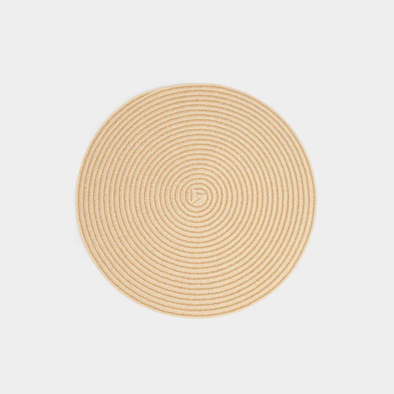 Placemat, 38 cm, cellulose, round, beige, Straw