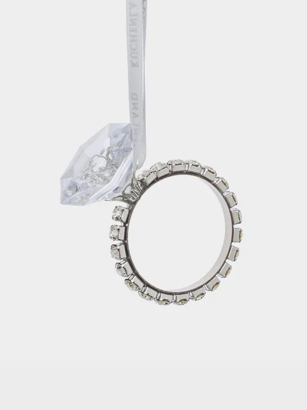 Christmas tree toy, 7 cm, acrylic / steel, Ring with crystal, Ice crystal, image-0