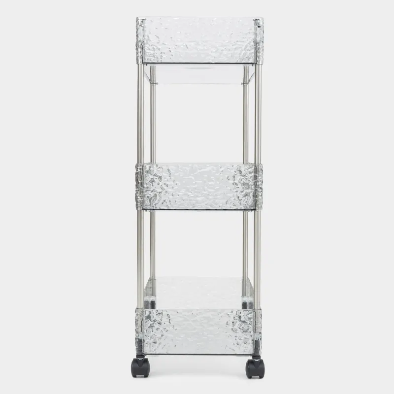 Bookcase, 3-tier, 40x22x63 cm, on wheels, with baskets, plastic, gray, Renaissance clear, image-1