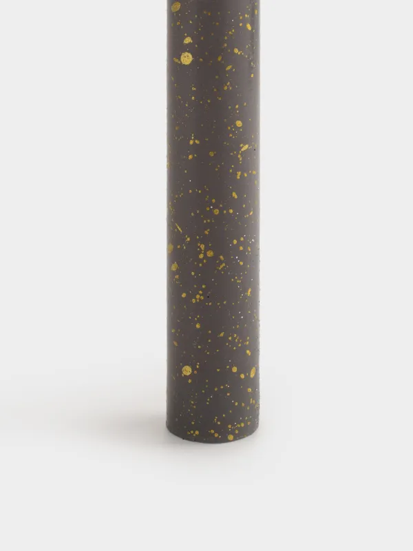 Candle, 25 cm, 2 pcs, thin, grey, golden speckled, Sparkly candle, image-2