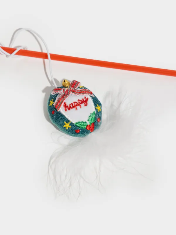 Cat fishing toy, 90 cm, with bell, Plastic / polyester, Mouse, Christmas pet, image-3