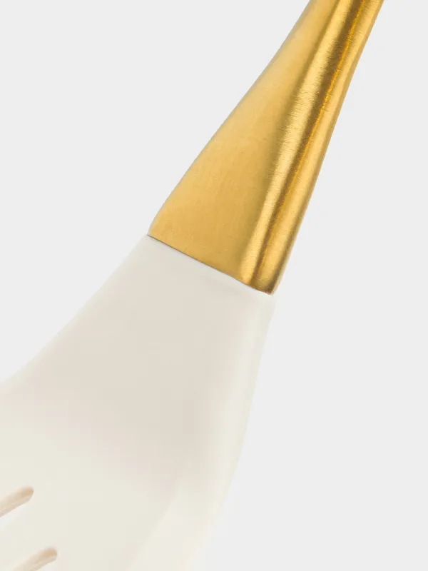 Spatula, 36 cm, with slits, silicone / steel, milky gold, Pintino, image-2