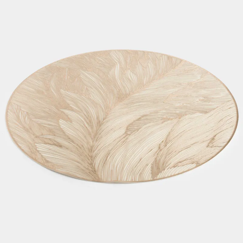 Placemat, 38 cm, PVC, round, golden, Sheet, Azhur, image-1