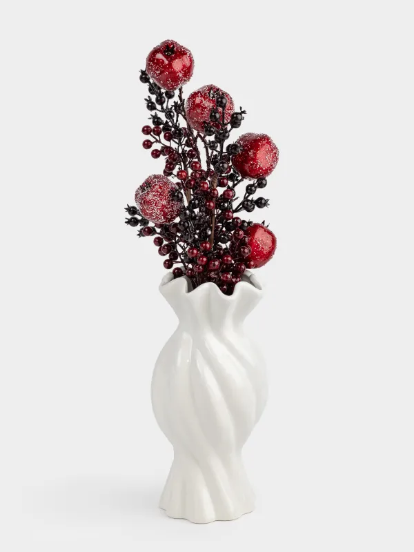 Flower vase, 30 cm, ceramic, white, Candy, Crumple, image-3