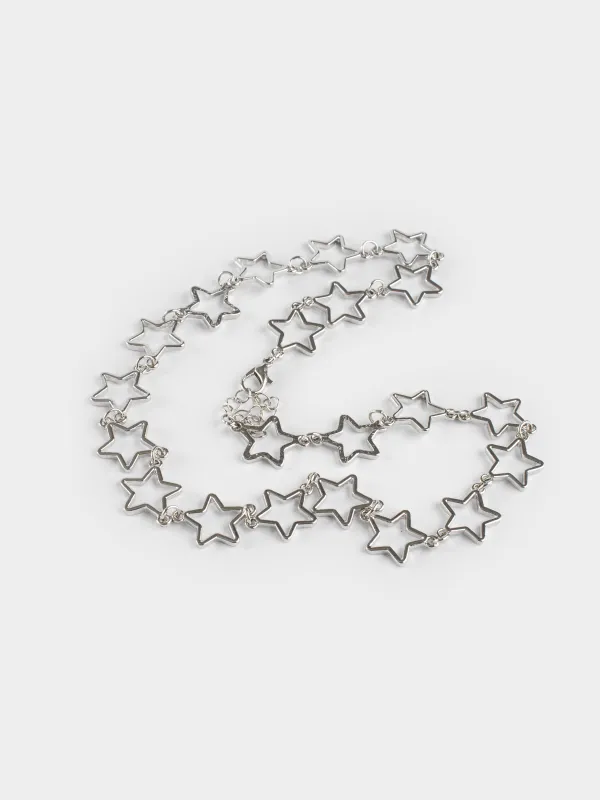 Chain, 43 cm, metal, Silver, Stars, Comete, image-5