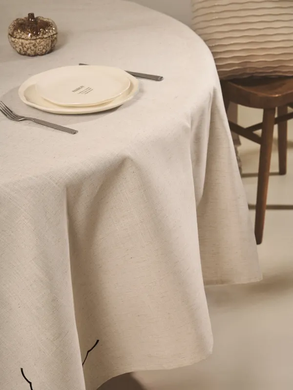 Tablecloth, 170x250 cm, polyester / linen, beige, Vintage, Melange outline, image-9