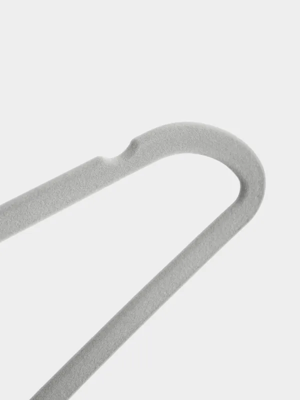 Hanger-hangers, 41 cm, 4 pcs, with a loop for ties/belts, flock, gray, Household, image-4