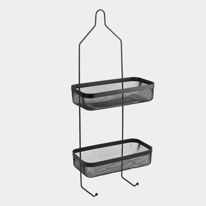 Organizer shelf, 26x13x62cm, 2-tier, metal, rectangular, black, Mesh, Twist black, image-1