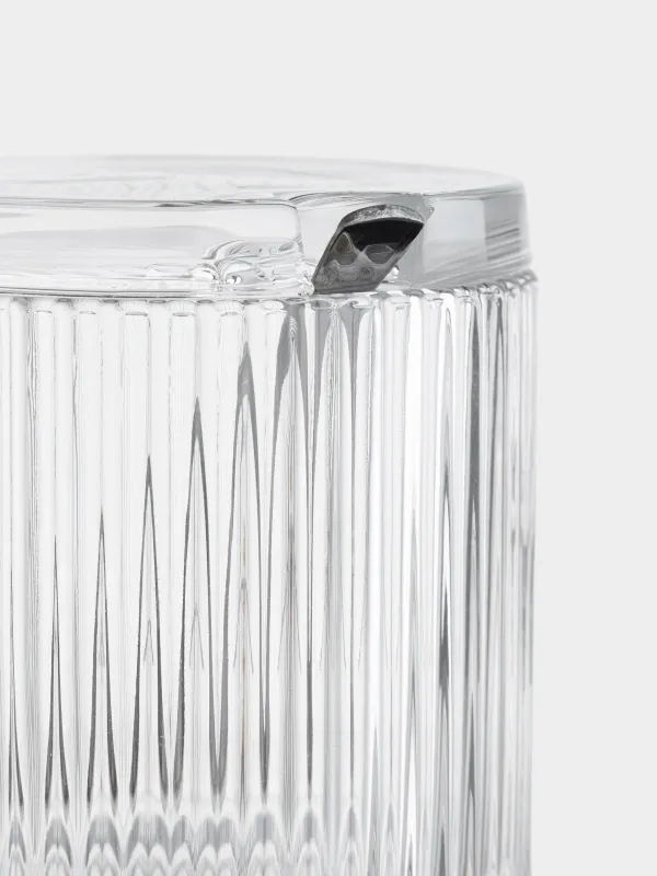 Sugar bowl, 10 cm, 390 ml, with spoon, glass R / steel, Ribby, image-1