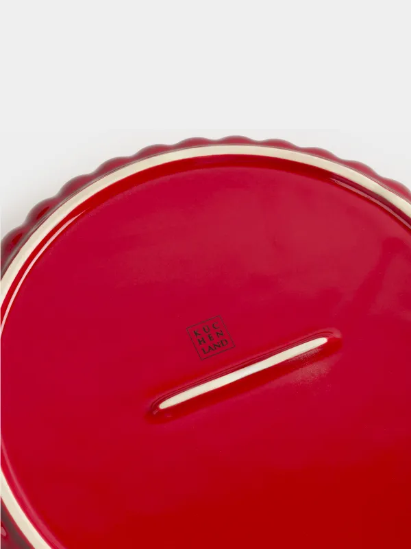 Baking dish, 25 cm, ceramic, round, burgundy, Gradient, Cakes gradient, image-8