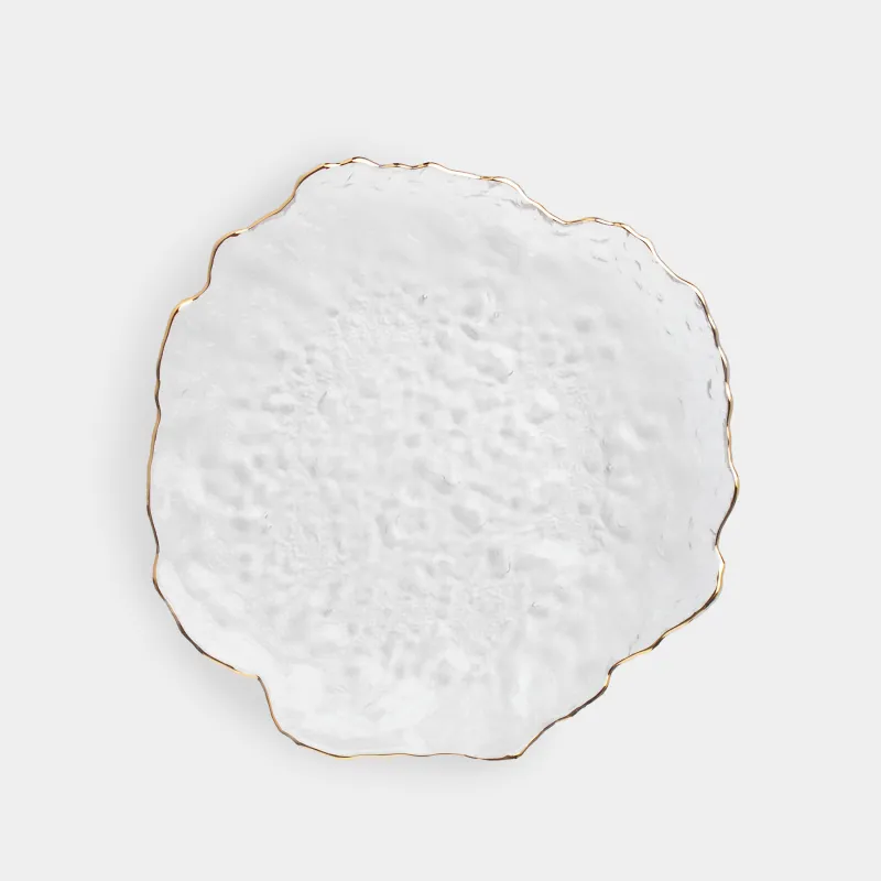 Dish, 30 cm, glass, with golden edging, Nautilus gold