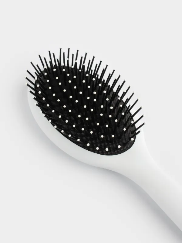 Hair massage comb, 23 cm, plastic, white, B&W, image-3